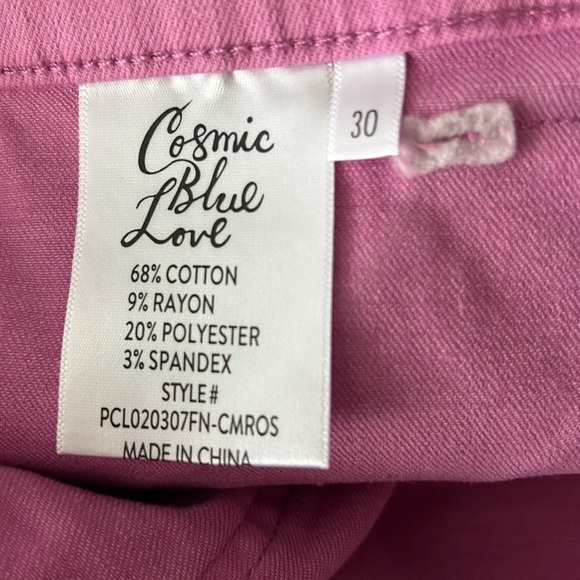 Cosmic Blue Love Jonah Jean Shorts w/ Patch Pockets in Camelia Rose Size 30 NWT! - Picture 5 of 6
